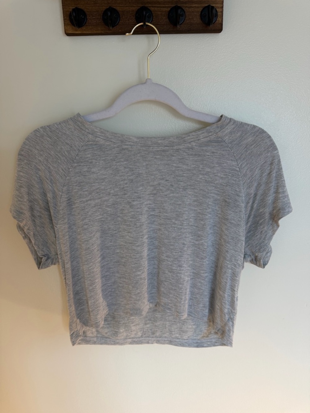 Aerie Offline Soft Cropped Raglan Light Heather Gray Short Sleeve Top
